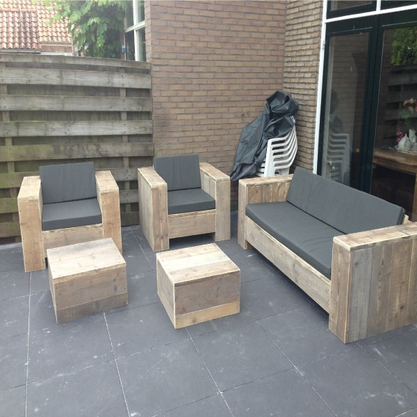 Vanaf daar Pekkadillo Huiskamer Steigerhouten tuinmeubel Lounge Set Rotterdam - Behandeling naar keuze