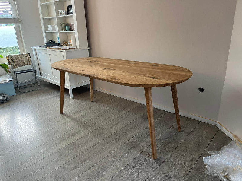 Plat Ovale Eiken Tafel Houten Losse Poten