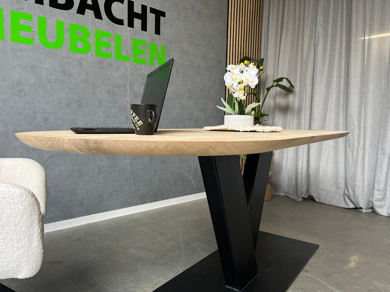 Plat Ovale Eiken Tafel Houten Losse Poten