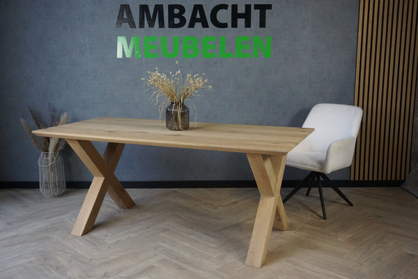 Verjongde Rechte Eiken Tafel Eiken X poten