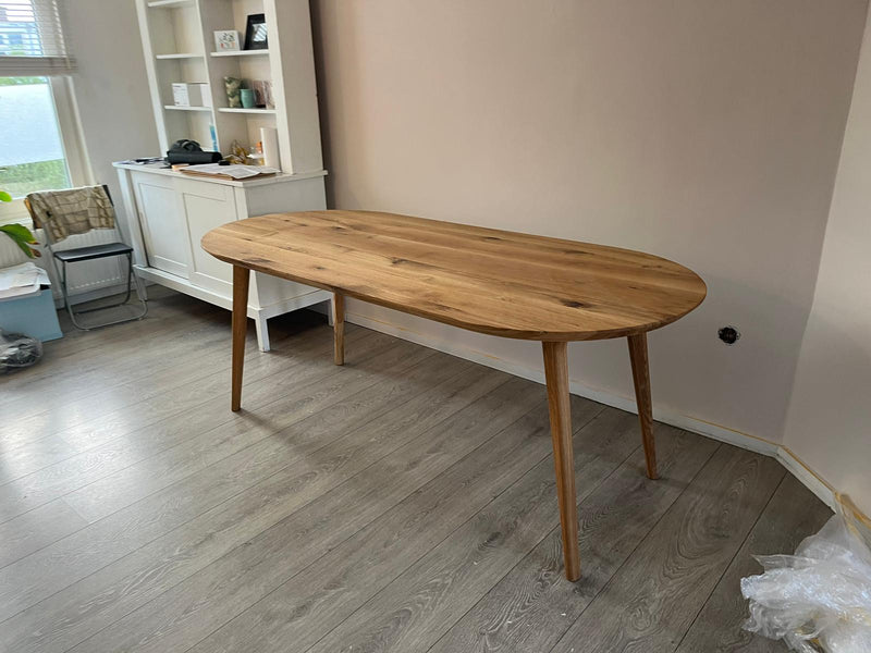 Plat Ovale Eiken Tafel Houten Losse Poten