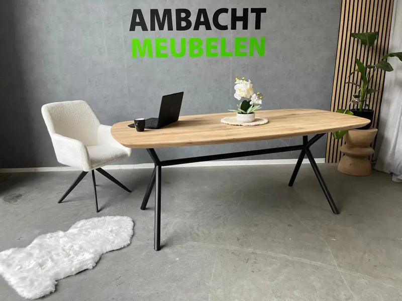 Deens Ovale Eiken Tafel X Midden Stang