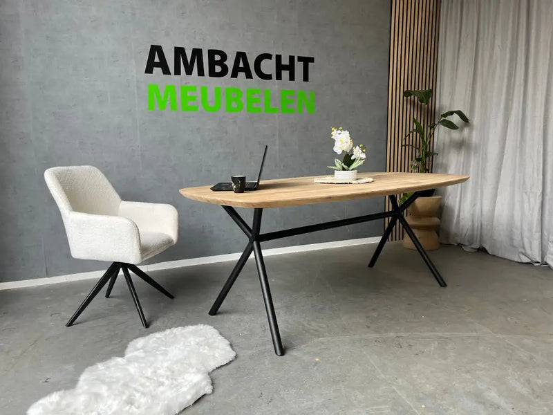 Deens Ovale Eiken Tafel X Midden Stang