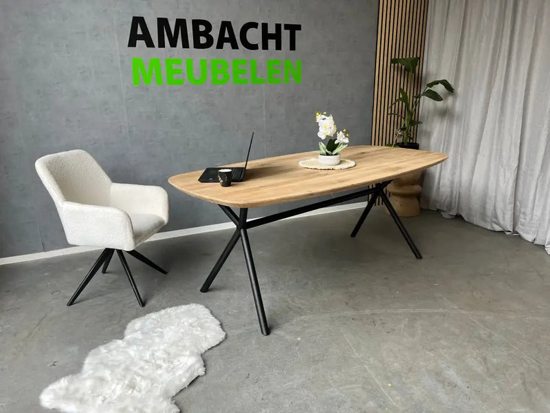Deens Ovale Eiken Tafel X Midden Stang
