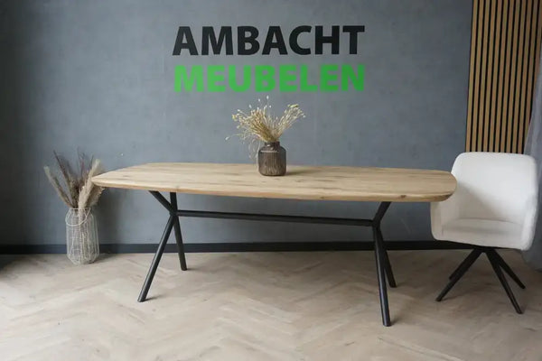 Deens Ovale Eiken Tafel X Midden Stang