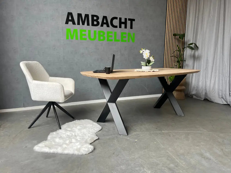 Deens Ovale Eiken Tafel X poten Diamant