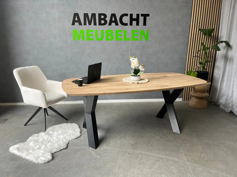 Deens Ovale Eiken Tafel X poten Diamant