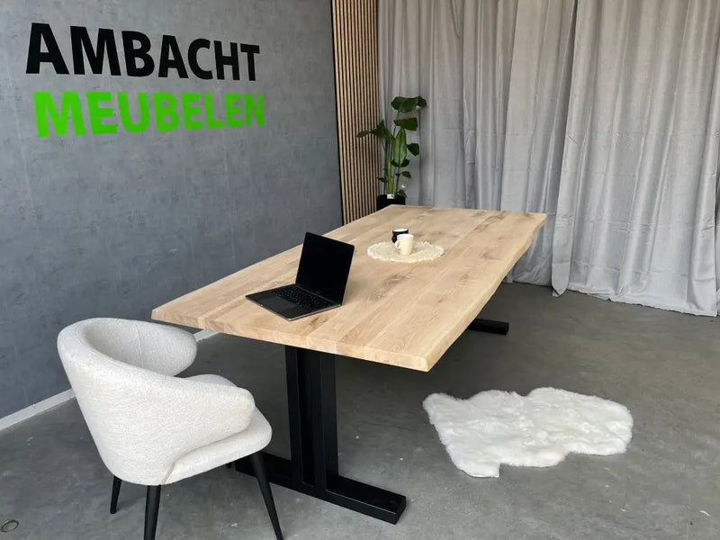 Eiken Boomstamtafel T-poten Split
