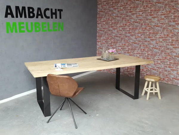 Eiken Boomstamtafel U-model plat