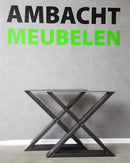 Eiken Boomstamtafel X-met onderplaat