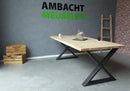 Eiken Boomstamtafel X-met onderplaat