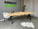 Eiken Visgraat Tafel Brugpoten 6x6 cm