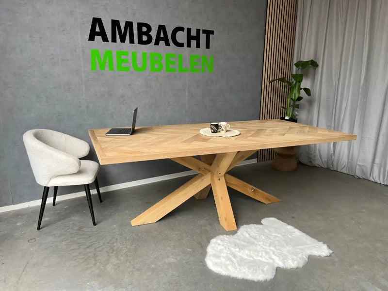 Eiken Visgraat Tafel Matrix Eiken 10x10 cm