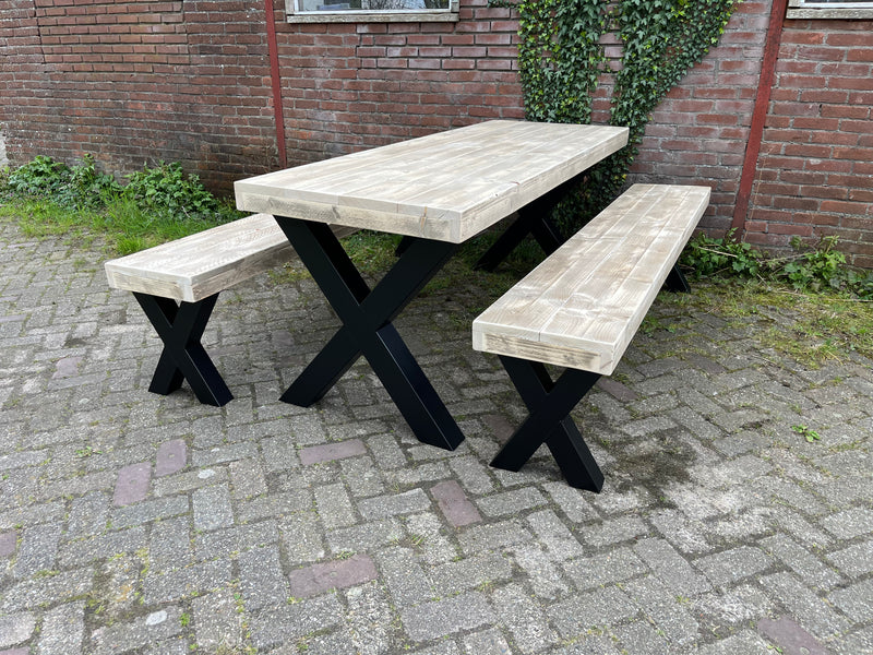 Steigerhouten Industriële Tuinset X-Model