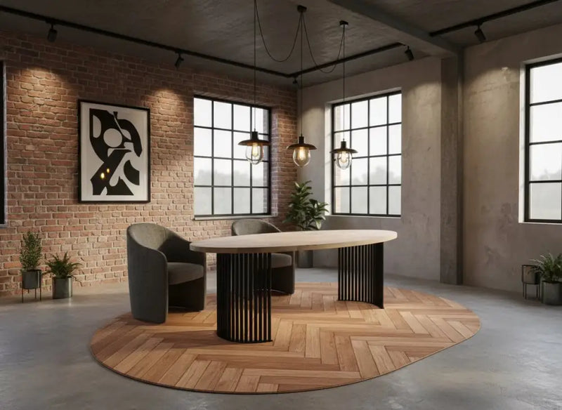 Ovale Eiken Tafel Halve Maan Poten