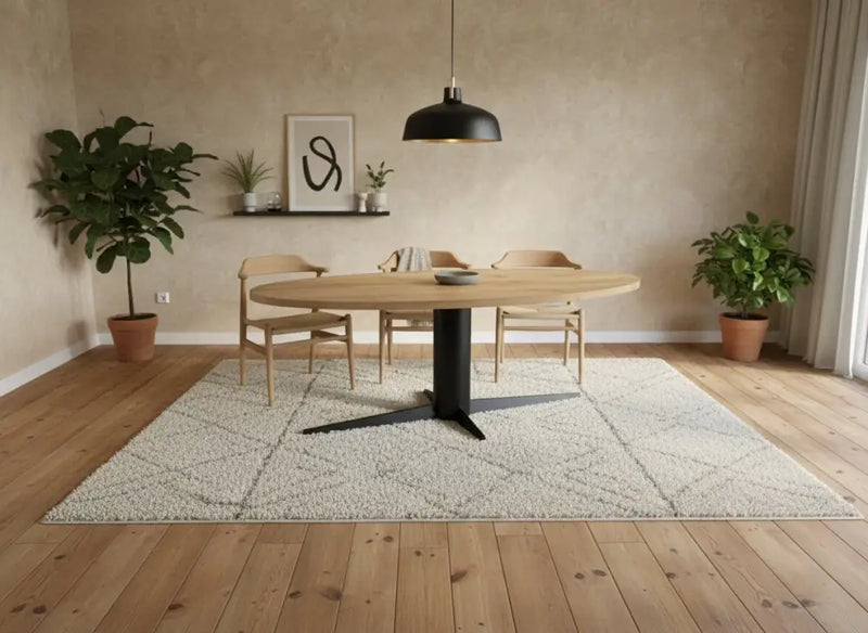 Ovale Eiken Tafel Middenpoot Bistro Plat