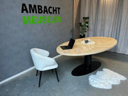 Ovale Eiken Visgraat Tafel Bistro Poot Rond