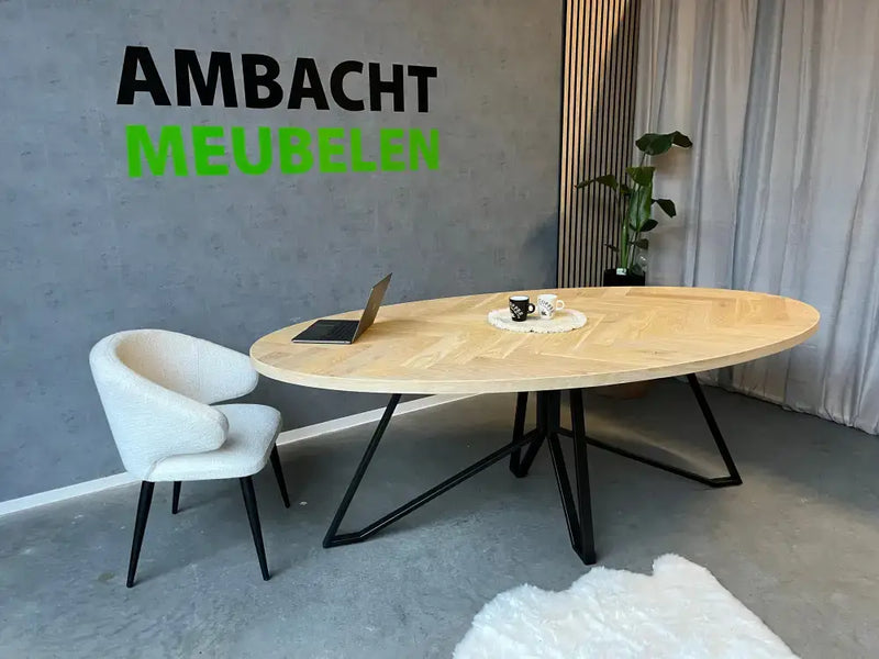 Ovale Eiken Visgraat Tafel Libelle