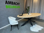Ovale Eiken Visgraat Tafel Matrix Dubbele Koker