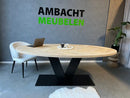 Ovale Eiken Visgraat Tafel V-Poot