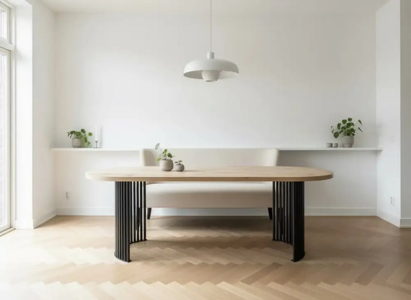 Plat Ovale Eiken Tafel Halve Maan Poten