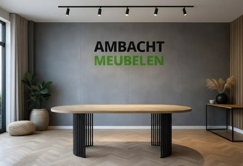 Plat Ovale Eiken Tafel Halve Maan Poten