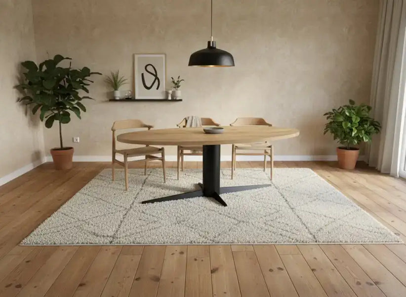 Ovale Eiken Tafel Middenpoot Bistro Plat