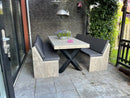 Steigerhouten Industriële Tuinset X-Model met kloosterbankjes