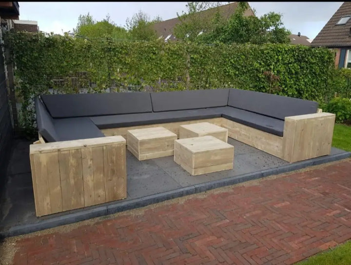 Steigerhouten U - bank - Lounge bank