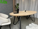 Verjongde Ovale Eiken Visgraat Tafel 3D Vlinderpoten