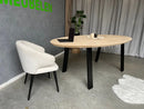 Verjongde Ovale Eiken Visgraat Tafel Vlinderpoten