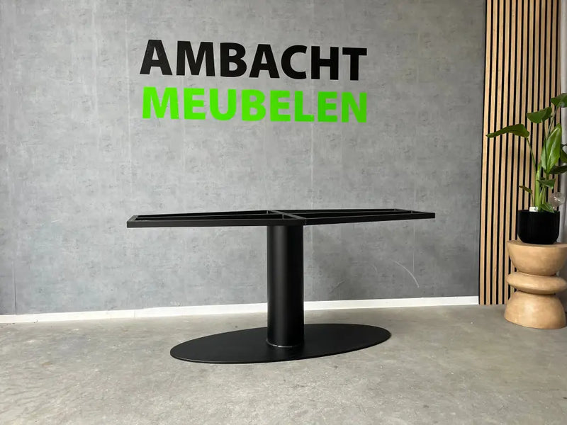 Verjongde Rechte Eiken Tafel Bistro Poot Rond
