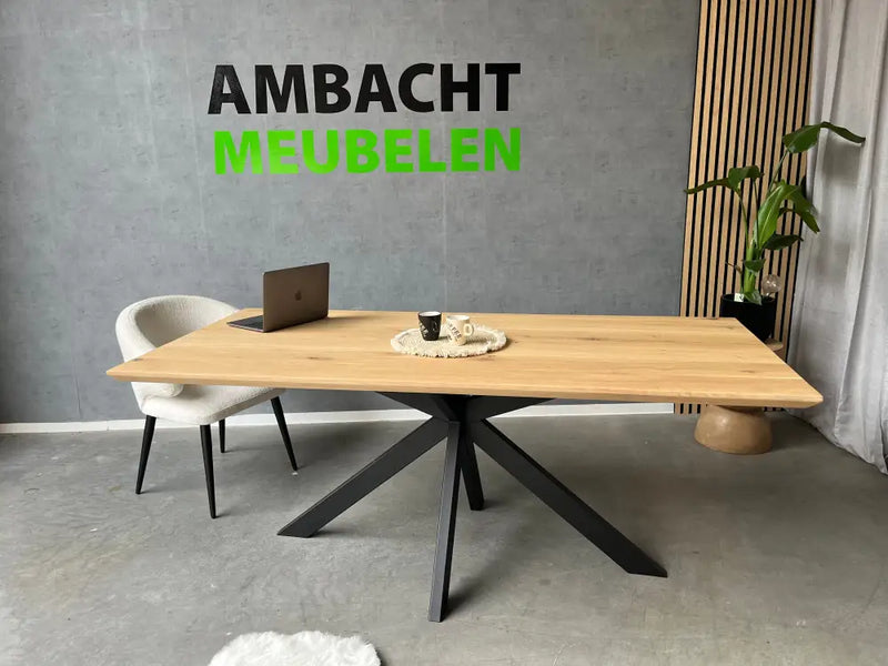 Verjongde Rechte Eiken Tafel Matrix 8x4 cm Hoge Knik