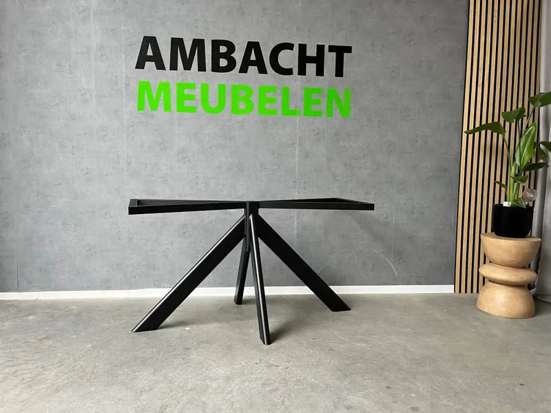 Verjongde Rechte Eiken Tafel Matrix 8x4 cm Ovale Koker Hoge Knik