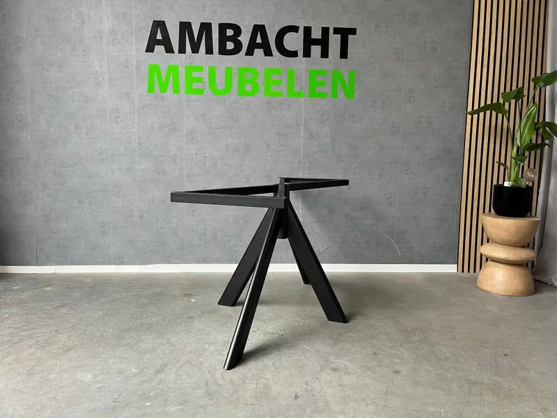 Verjongde Rechte Eiken Tafel Matrix 8x4 cm Ovale Koker Hoge Knik