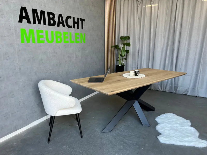 Verjongde Rechte Eiken Tafel Matrix Diamant