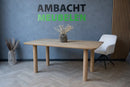 Verjongde Rechte Eiken Tafel met Ronde hoeken Japandi Ronde Poten