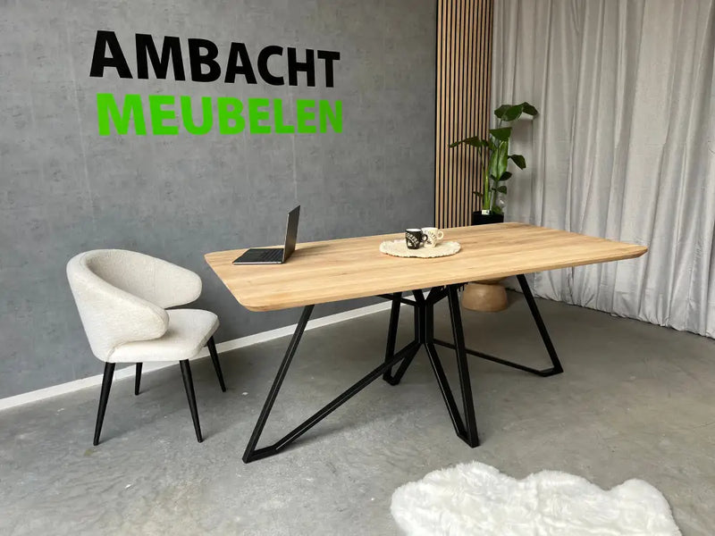 Verjongde Rechte Eiken Tafel met Ronde hoeken Matrix Libelle