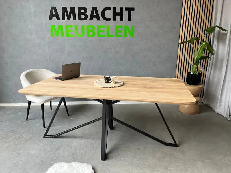 Verjongde Rechte Eiken Tafel met Ronde hoeken Matrix Libelle