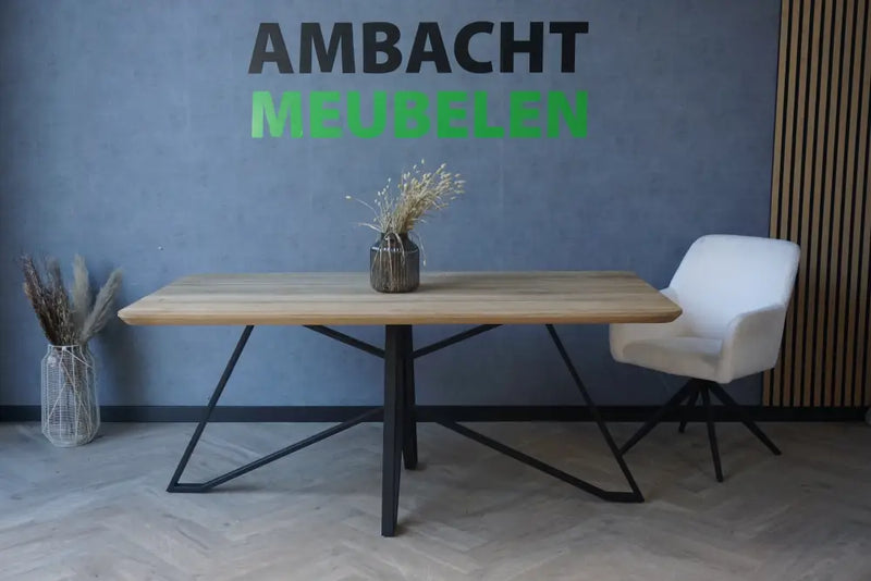 Verjongde Rechte Eiken Tafel met Ronde hoeken Matrix Libelle