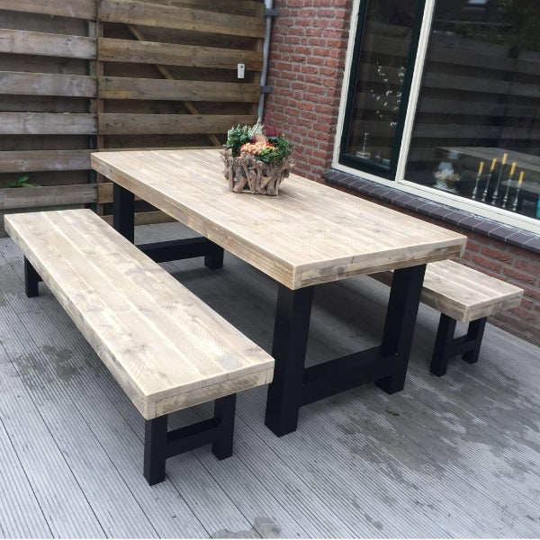 Steigerhouten Industriële Tuinset H-Model